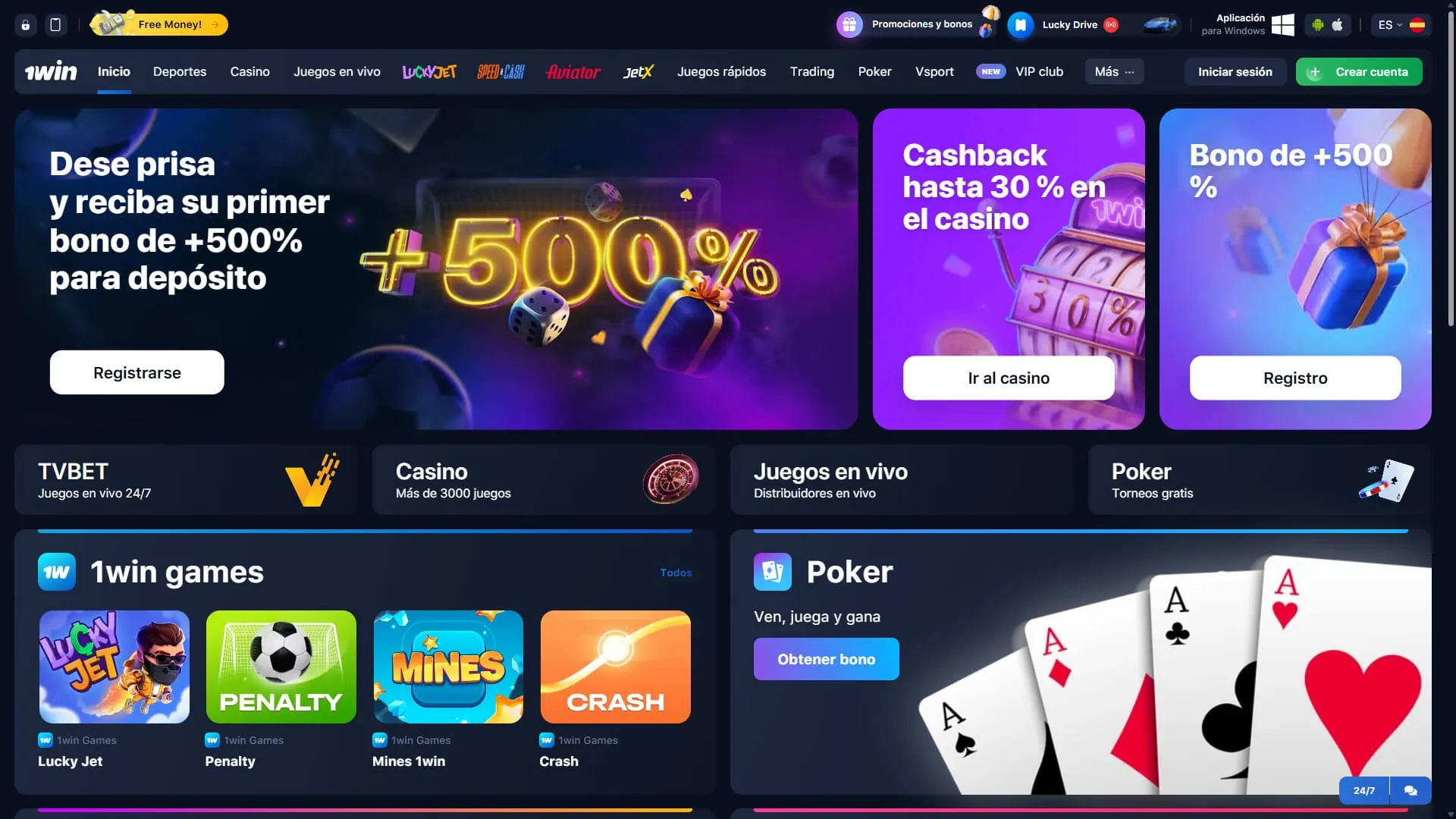 1Win Litecoin Casino página principal