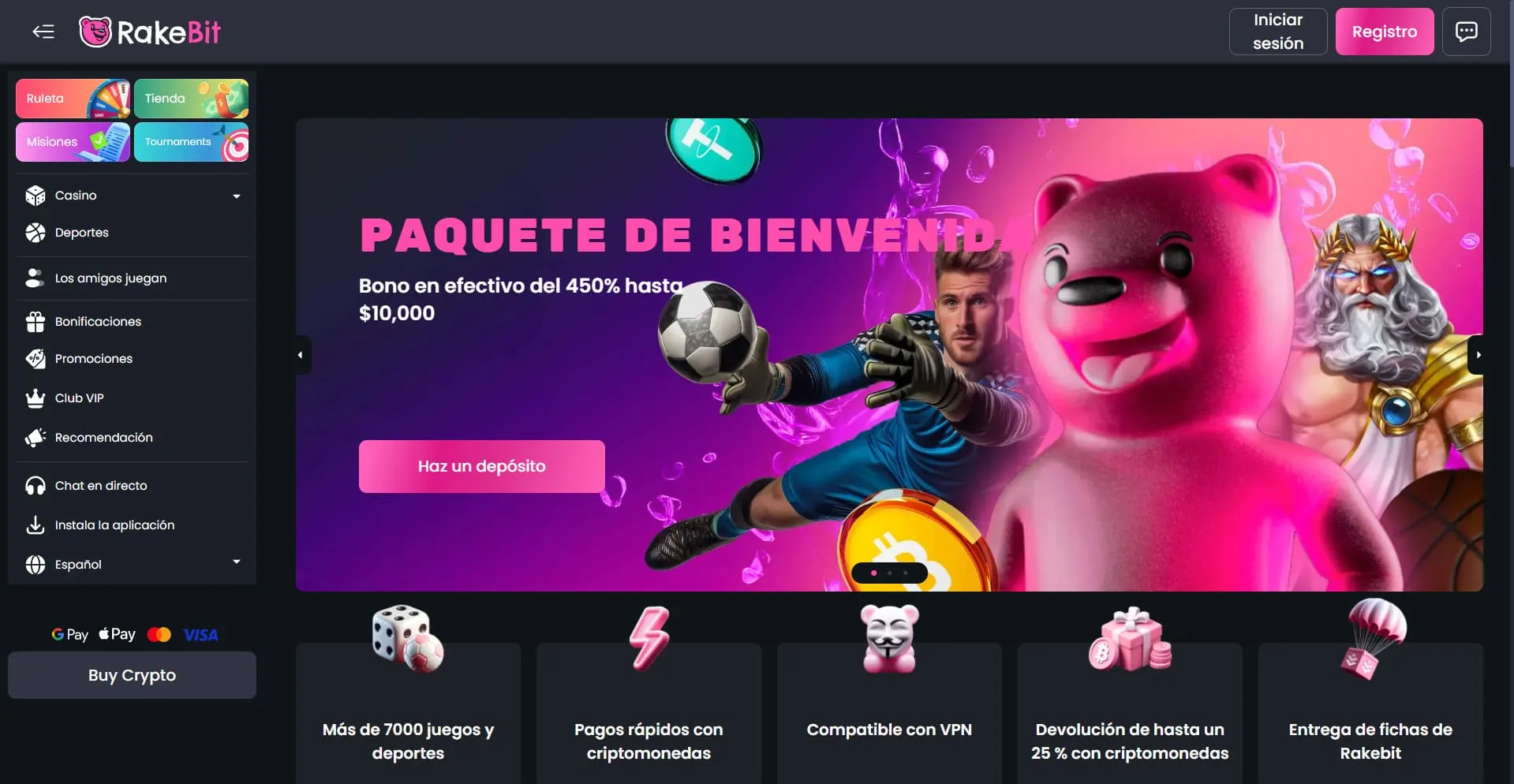 Rakebit Litecoin Casino página principal